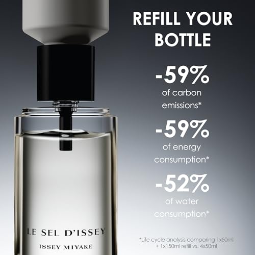 Issey Miyake Le Sel d'Issey Eau de Toilette Refill - Fresh Woody Marine Fragrance for Men - With Salt Accord, Marine Seaweed, Ginger & Cedarwood - 5.0 oz