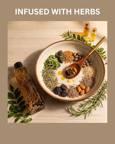 Herbal Herb Infused Hair Oil | EXTRA STRENGTH | Hair Growth, Anti-Hairfall | Boosted with Amla, Curry Leaves, Fenugreek, and Rosemary | Coconut, Jojoba, and Almond Oil | All Hair Types (6.76 oz)