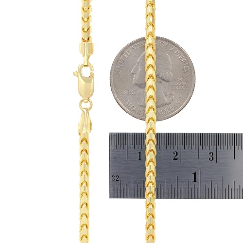 Nuragold 14K Real Yellow Gold Franco 3mm Solid Diamond Cut Chain Necklace - 24"