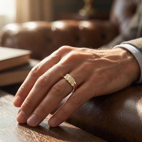 P3 POMPEII3 Pompeii Mens 10k Yellow Gold Diamond Ring Anniversary Wedding Band - Size 9