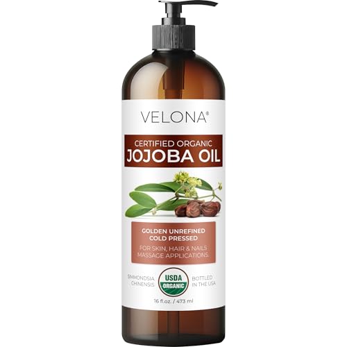 velona USDA Organic Jojoba Oil - 16 fl oz, Cold Pressed, with Pump