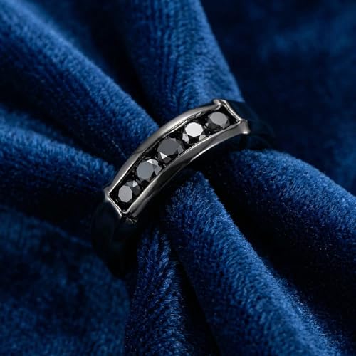 Pompeii 1/2ct Black Diamond Mens Wedding Band 10K Black Gold - Size 10.5