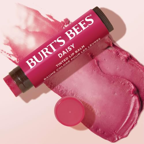 Burts Bees Tinted Lip Balm Value Pack, Includes Red Dahlia, Daisy and Rose, 8 Hour Moisture, Provides a Hint of Color, Nourishing Shea Butter, 100 Percent Natural Origin, 0.15 oz., Three Tubes