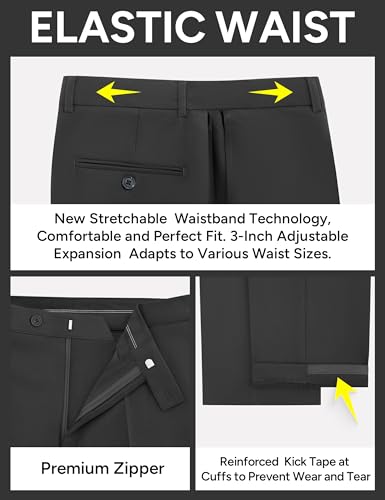 Mens Black Suit 3 Pieces Slim Fit Mens Stretch Tuxedo Suit for Wedding, Formal Dinner, Important Business Occasions, Gale, Graduation, Horse Racing Event, Anniversary Dinner (Regular, 40R)