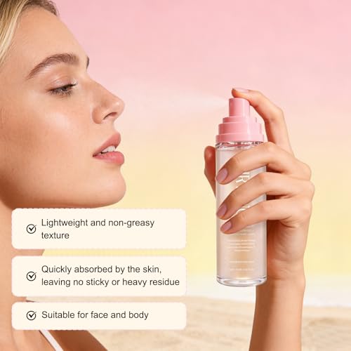 Sheer Setting Mist Sunscreen SPF 50, Makeup-Friendly Setting Mist with Hydrating Glow, Reef-Safe & Non-Greasy, Fast-Absorbing for Beach, Wedding, Travel (1pc)