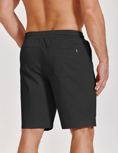 COOFANDY Men's Casual Summer Beach Vacation Shorts Classic Fit Stylish Cotton Dress Shorts with Pockets, Black, Large