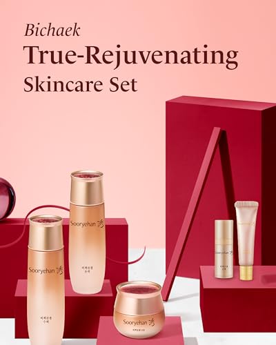 Sooryehan Bichaek True-Rejuvenating Korean Hanbang Skincare Gift Set (5-Piece) - Toner, Emulsion Lotion & Cream with Mini Eye Cream and Serum - Anti-Aging, Firming & Elasticity