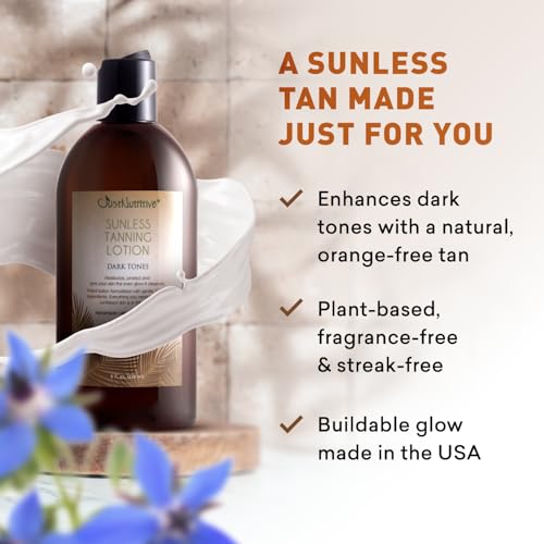 Sunless Tanning Lotion Dark Tones | Indoor Self-Tanner | Dark Tanning | Body Tanning Lotion | Sun Kiss Glow | Self-Tanning Lotion with Bronzer | Just Nutritive | 8 Oz