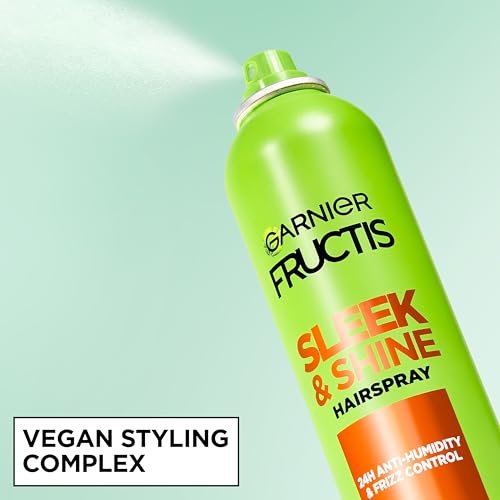 Garnier Fructis Sleek & Shine Hairspray, Provides 24-Hour Anti-Humidity and Frizz Control, Extra Strong Hold, Infused with Bamboo Extract for Ultra-Smooth Hair, 8.25 oz (Packaging May Vary)