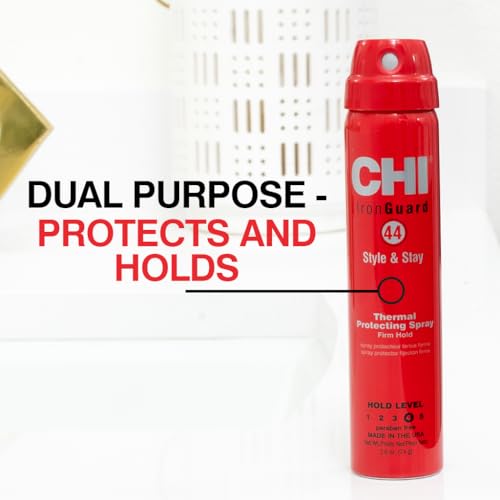 CHI 44 Iron Guard Style & Stay Firm Hold Protecting Spray, Heat Protectant & Hairspray For A Long-Lasting Hold, Sulfate & Paraben-Free, 2.6 Oz
