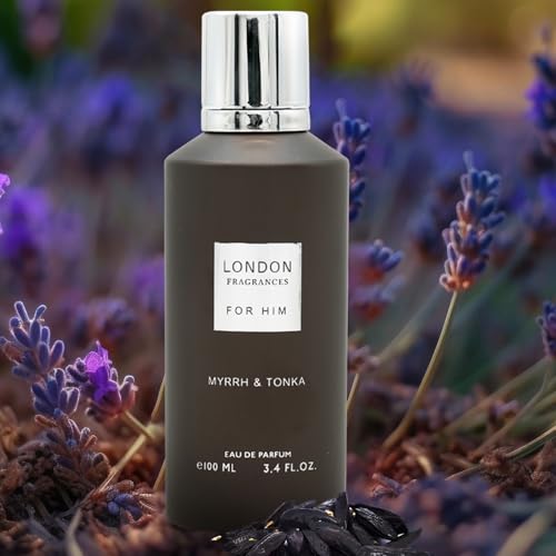 Fine Perfumery London Fragrances - Myrrh and Tonka - Amber, Vanilla Cologne for Men - Long Lasting Perfume for Men - Woody Eau de Parfum - 3.4 oz