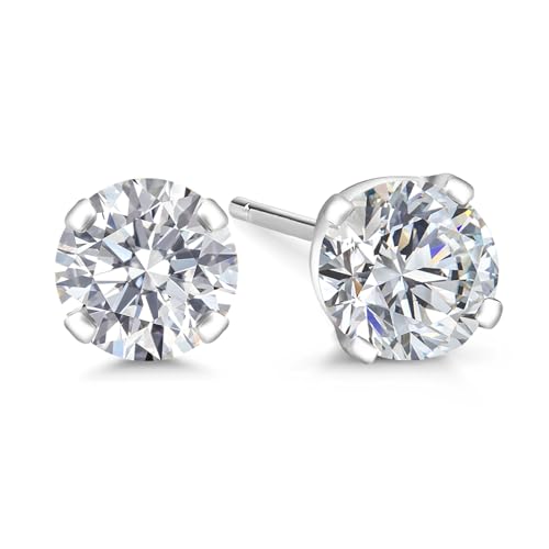 Gem Stone King 14K Gold Lab Diamond Stud Earrings, White Gold, 1.00 Cttw