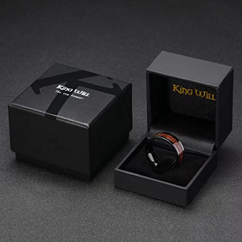 King Will Men'S Ceramic Ring 8mm Black Koa Size910