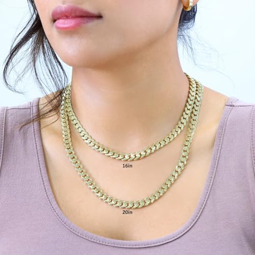 Nuragold 10k Real Yellow Gold Royal Monaco 7.5mm Miami Cuban Chain Necklace - 24"
