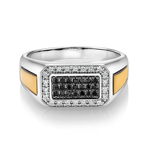 Gem Stone King Black Diamond and Lab Grown Diamond Ring For Men | Size 12