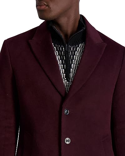Karl Lagerfeld Paris Men's Wool Top Coat, Wine, Large