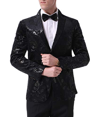 Men's luxury Casual Dress Suit Slim Fit Stylish Blazer Black Small