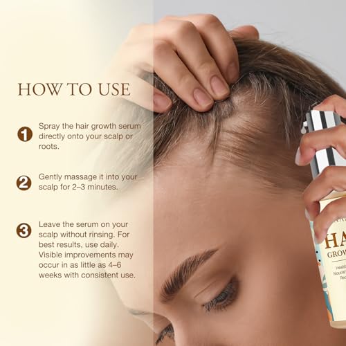 Hair Growth Oil with Rosemary & Biotin: Natural Hair Regrowth Serum for Women & Men – Anti Hair Loss & Thinning Treatment – Promotes Thicker, Fuller, Stronger, Healthier Hair – All Hair Types