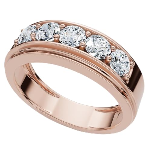 P3 POMPEII3 Pompeii Men's 1Ct TW Five Stone Diamond Wedding Ring 14k Gold or Platinum Lab Grown - Size 4 (F/G,VS1-VS2)