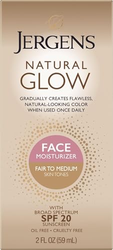 Jergens Natural Glow Face Self Tanner Lotion SPF 20, Fair To Medium, 2 oz