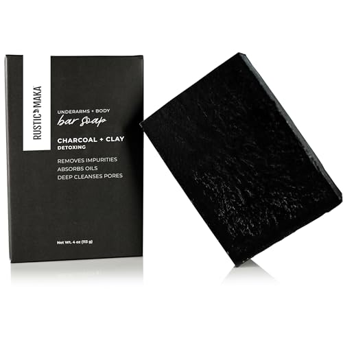 Rustic Maka Charcoal Soap Bar, Face & Body, Kaolin Clay, For Acne