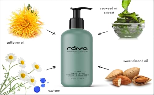 Raya Velvet Body Nourishing Seaweed Oil 16 oz (S-105) | Hydrating and Nourishing Body Treatment | Made with Natural French Seaweed Oil, Vitamins, and Minerals