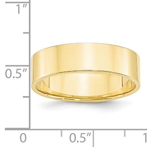 Wedding Bands for Women and Men 10k Yellow Gold Ring, Size 12.5 - Classic, Flat, Polished Unisex Wedding Band - Lightweight 6mm Solid Anniversary Ring - Timeless Bridal Jewelry