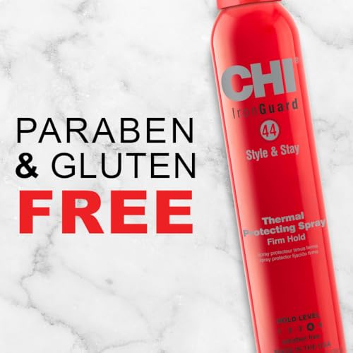 CHI 44 Iron Guard Style & Stay Firm Hold Protecting Spray, Heat Protectant & Hairspray For A Long-Lasting Hold, Sulfate & Paraben-Free, 2.6 Oz