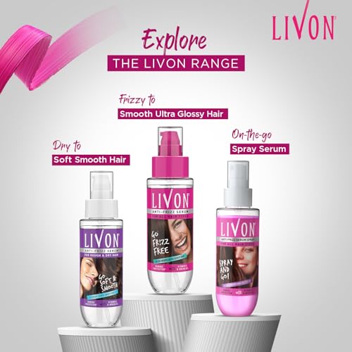 Livon Hair Serum for Men & Women | Frizz-free, stronger and shinier hair | For All Hair Types | Lightweight & Non Greasy | Enriched with Argan Oil & Vitamin E | 3.3 Fl.Oz