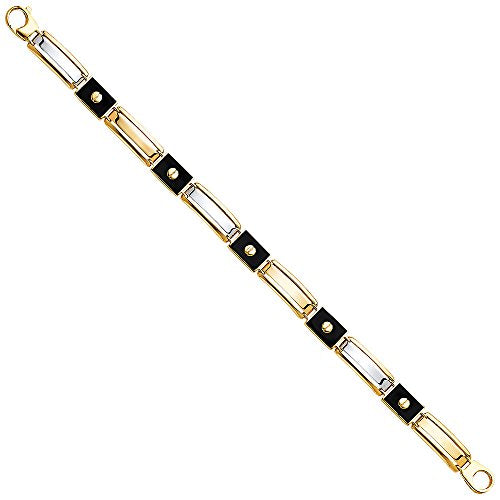 14k REAL Two Tone Gold Men's Bracelet - 8"