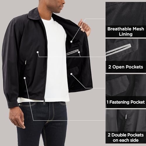 LONDON FOG Men's Auburn Zip-Front Golf Jacket (Regular & Big-Tall Sizes), Black, Medium