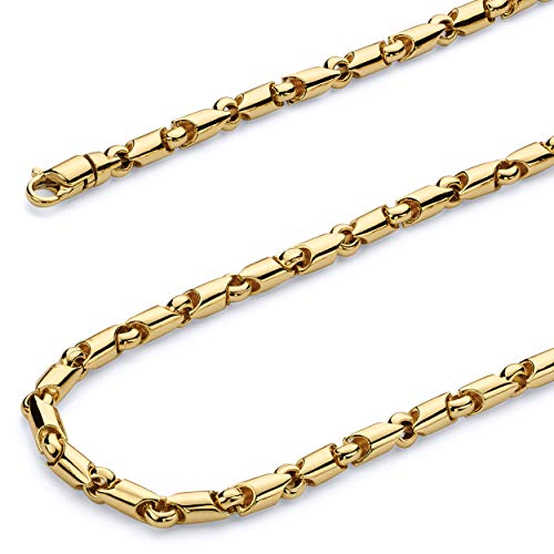 14k REAL Yellow Gold Solid Men's 4.5mm Handmade Chain Bracelet with Lobster Claw Clasp - 8.5"