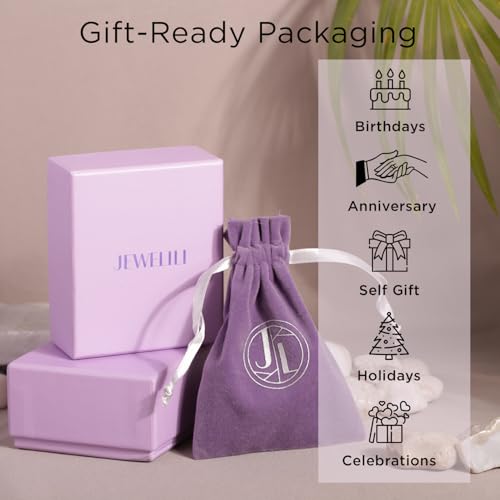 Jewelili 10K Yellow Gold Solitaire Pendant Necklace for Women | Dainty Round Cut White Cubic Zirconia Gold Necklace 8.0MM (2.0 CTW) | 18" Rope Chain | Birthday Gift for Her | Gift Box Included