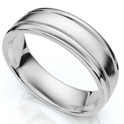 P3 POMPEII3 Pompeii Mens 14K White Gold 6mm Brushed Wedding Band Ring New - Size 11