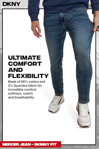 DKNY Mercer Men's Skinny Jeans - Premium Stretch Denim Pants with Classic 5 Pocket Design | Skinny Fit Stretch Jeans for Men