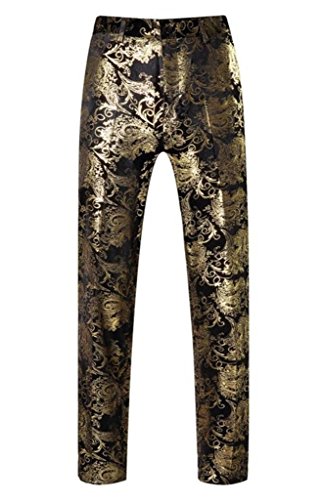 MOGU Mens Luxury Gold Dress Pants with Expandable Waist Size 30 Gold