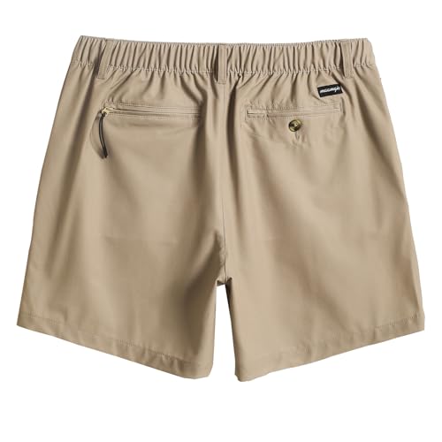 maamgic Men's 5 Inseam Shorts Casual Classic Fit Short Men with Multi-Pocket Mens Workout Shorts Hybrid Quick Dry Shorts Khaki Medium