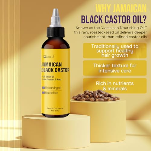 4oz Organic Cold Pressed Jamaican Black Castor Oil for Hair Growth and Damaged, Dry Scalp - Unscented, Hexane-Free