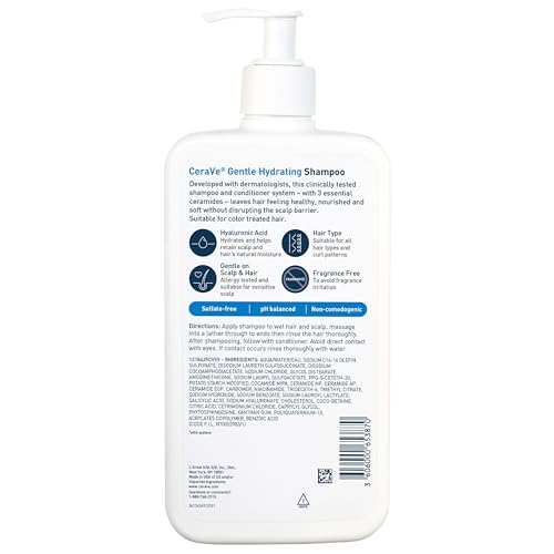 CeraVe Gentle Hydrating Shampoo with Hyaluronic Acid for Hair & Scalp, 19oz