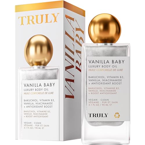 Truly Beauty Vanilla Baby Luxury Body Oil | Hydrating Shimmer Oil for Glow