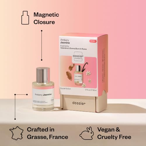 Dossier - Ambery Jasmine - Eau de Parfum Inspired By Born in Roma - Long-Lasting Warm Floral Amber Fragrance - Feminine - 1.7 fl oz (50ml)
