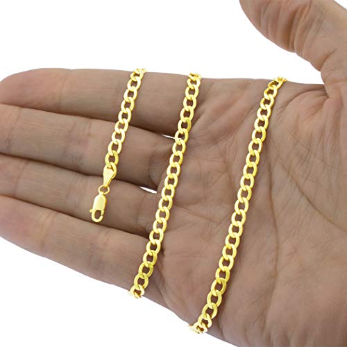 Nuragold 10k Real Yellow Gold Cuban Curb Link 4.5mm Chain Necklace, 16"-30" - 20"