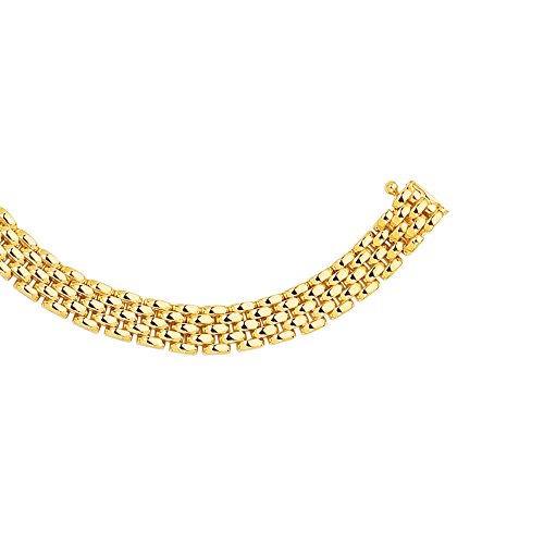 Floreo 14k Yellow Gold 6.5mm Panther Link Bracelet, 7 Inch