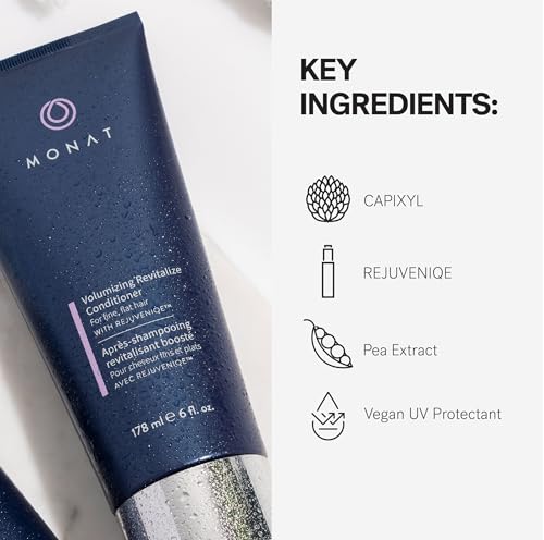 MONAT Volumizing Revitalize Conditioner Infused with Rejuveniqe - Lightweight Hair Volumizing Conditioner for Fine, Flat Hair, for Softness and Shine - Net Wt. 178 ml ℮ 6 fl. oz.