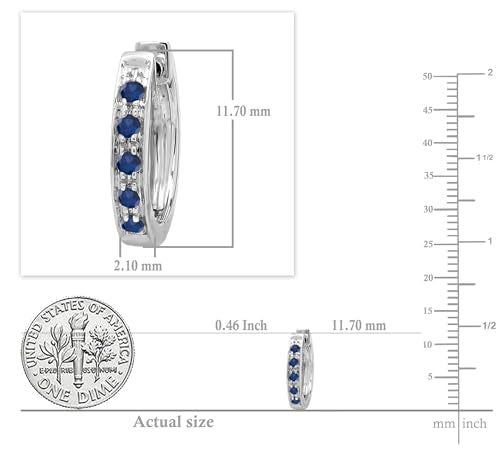 Dazzlingrock Collection Round Blue Sapphire Single Row Hoop Earrings for Women in 10K Solid White Gold