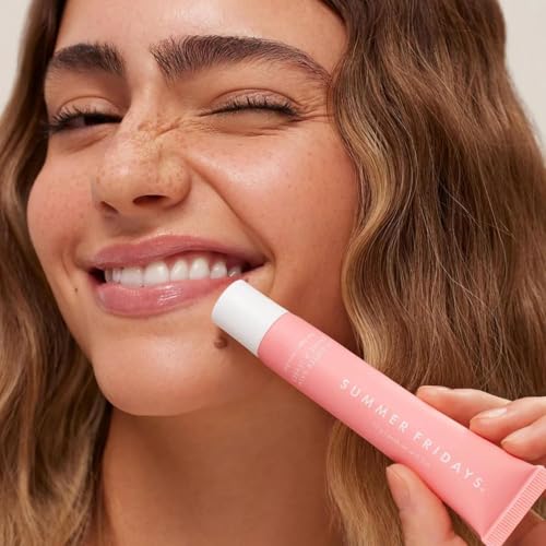 Summer Fridays Lip Butter Balm - Moisturizing Lip Gloss for Instant Shine + Sheer Color - With Nourishing Shea Butter - Everyday Makeup + Skin Care Summer Essentials - Vegan - Pink Sugar (.5 Oz)