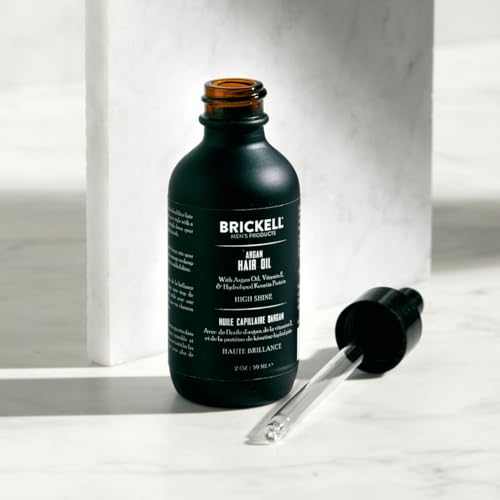 Brickell Men's Argan Oil for Hair, Lightweight Hair Oil Treatment For Men, With Argan Oil, Hydrolyzed Proteins, and Vitamin E, 2 Ounce, Scented
