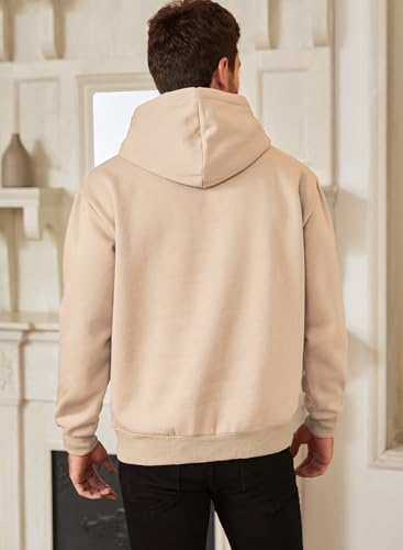 JMIERR Mens Cotton Fashion Hoodies & Sweatshirts Drawstring Long Sleeve Front Collar Hooded Pullovers with Pockets for Men Loose Fit Casual Winter Fall Shirt Tops Sweater, X-Large, Khaki