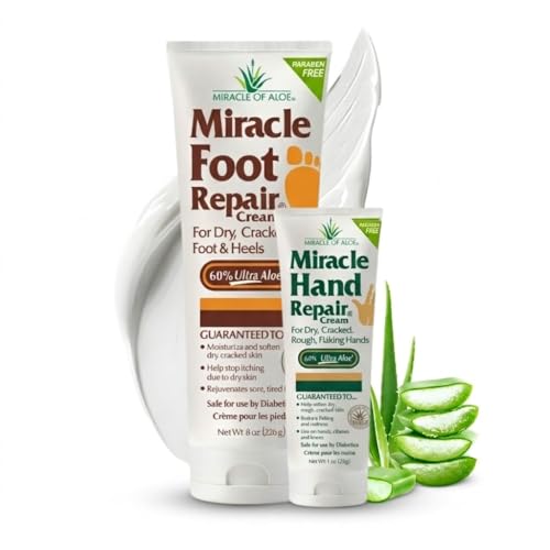 Miracle Foot Repair Cream, Foot Cream For Dry Cracked Feet, 8 Oz & 1 Oz