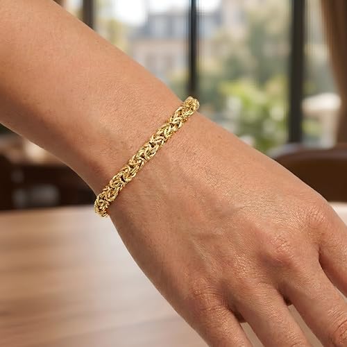 Floreo 14k Yellow Gold 6mm Byzantine Link Bracelet, 7.25 Inch